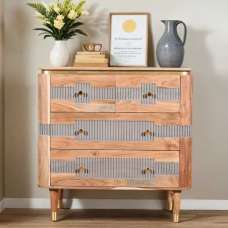 Wayne Wooden Chest Of 4 Drawers In Natural And Grey - UK