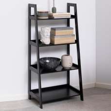 Wayne Wooden Ladder Bookcase With 4 Shelves In Black - UK