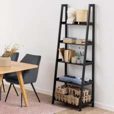 Wayne Wooden Ladder Bookcase With 5 Shelves In Black - UK