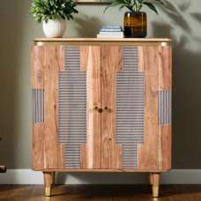 Wayne Wooden Storage Cabinet With 2 Doors In Natural And Grey - UK