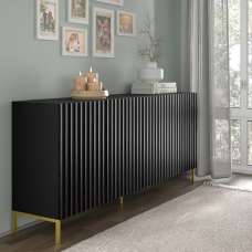 Wayne Wooden Storage Cabinet With 4 Doors In Black - UK
