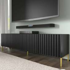 Wayne Wooden TV Stand With 4 Doors In Black - UK