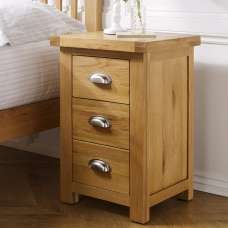 Webworms Large Wooden Bedside Cabinet With 3 Drawers In Oak - UK