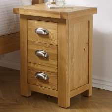 Webworms Small Wooden Bedside Cabinet With 3 Drawers In Oak - UK