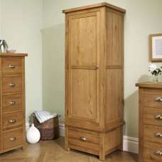 Webworms Wooden Wardrobe With 1 Door 1 Drawer In Oak - UK