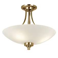 Welles 3 Lights White Glass Ceiling Light In Antique Brass - UK