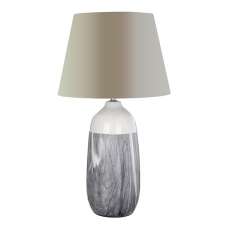 Welmon Beige Fabric Shade Table Lamp With Dark Grey Base - UK
