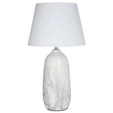 Welmon White Fabric Shade Table Lamp With Grey Ceramic Base - UK