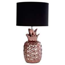 Wenka Black Fabric Shade Table Lamp With Copper Ceramic Base - UK