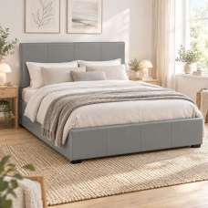Westley Faux Leather Ottoman Storage King Size Bed in Grey - UK