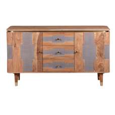 Weston Acacia Wood Sideboard 2 Doors 3 Drawers In Natural - UK