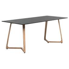 Wichita 12mm HPL Top Black Dining Table 180cm with Oak Legs - UK