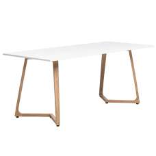 Wichita 18mm MFC Top White Dining Table 180cm with Oak Legs - UK
