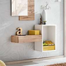 Elyria Wooden Large Wall Shelf In Wotan Oak And White - UK