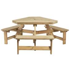 Willmar Wooden Outdoor Picnic Table In Natural - UK