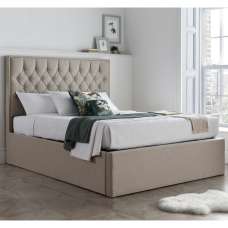 Wilmot Fabric Ottoman Storage Double Bed In Oatmeal - UK