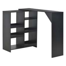 Winnie Wooden Bar Table With Moveable Shelf In Black - UK