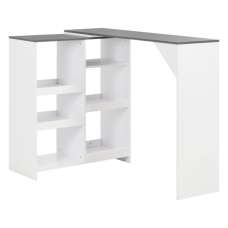 Winnie Wooden Bar Table With Moveable Shelf In Grey And White - UK