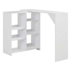 Winnie Wooden Bar Table With Moveable Shelf In White - UK