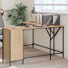 Wisbech Wooden Laptop Desk Corner In Sonoma Oak - UK
