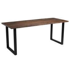 Worley 180cm Wooden Dining Table In Smoked And Black - UK