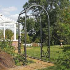 Worsley Metal Garden Round Arch In Gunmetal Grey - UK