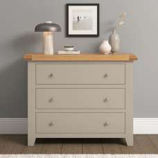 Wrenley Wooden Chest Of 3 Drawers in Putty and Oak - UK