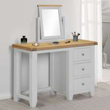 Wrenley Wooden Dressing Table with Mirror in Pebble Grey and Oak - UK