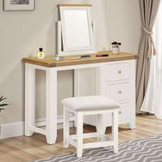 Wrenley Wooden Dressing Table Set in Ivory and Oak - UK