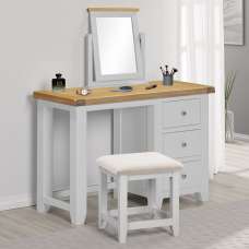 Wrenley Wooden Dressing Table Set in Pebble Grey and Oak - UK