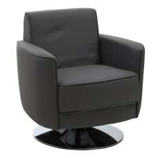 Wuxue Leather Effect Lounge Chair In Grey With Chrome Base - UK