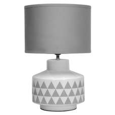 Wylica Grey Fabric Shade Table Lamp With Ceramic Base - UK