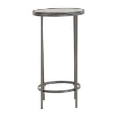 Xaria Mirrored Side Table Round In Distressed Effect - UK