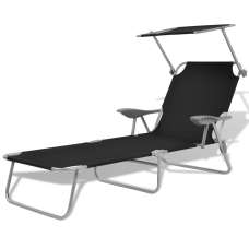 Xavien Outdoor Sun Lounger with Metal Frame in Black - UK