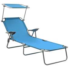 Xavien Outdoor Sun Lounger with Metal Frame in Blue - UK