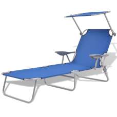 Xavien Outdoor Sun Lounger with Metal Frame in Dark Blue - UK