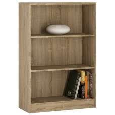 Xeka Wooden Wide Bookcase With 3 Shelves In Sonama Oak - UK