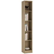 Xeka Wooden Narrow Bookcase With 5 Shelves In Sonoma Oak - UK