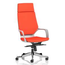 Xenia High Back Fabric Office Chair With Arms In Tabasco Orange - UK