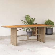 Xorell Garden Beige Acacia Wood Top Dining Table with Poly Rattan Base - UK
