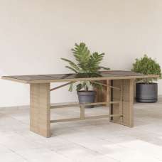 Xorell Garden Beige Glass Top Dining Table with Poly Rattan Base - UK
