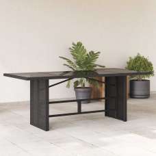 Xorell Garden Black Glass Top Dining Table with Poly Rattan Base - UK