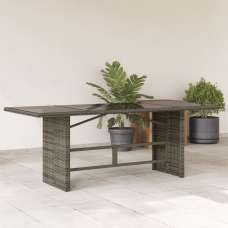 Xorell Garden Grey Glass Top Dining Table with Poly Rattan Base - UK