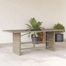 Xorell Garden Light Grey Glass Top Dining Table with Poly Rattan Base - UK