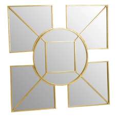 Xuange Square And Circular Wall Bedroom Mirror In Gold Frame - UK