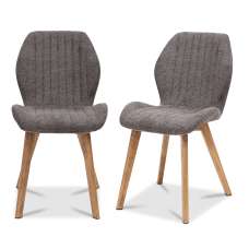 Yale Grey Fabric Dining Chairs with Oak Legs in Pair - UK