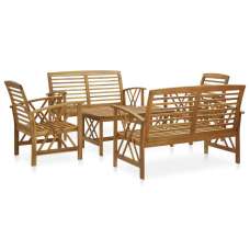 Yerivo Garden Acacia Wood Lounge Set with Coffee Table in Brown - UK