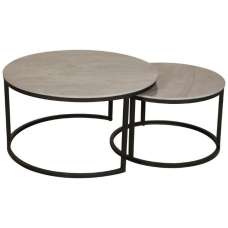 Yetis Ceramic Round Nesting Coffee Tables In Ruibei Grey - UK