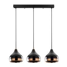 Yildo Large 3 Light Metal Ceiling Pendant Light in Black and Copper - UK