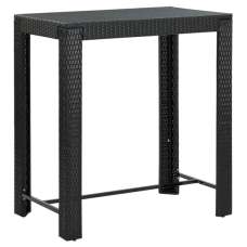 Yuna 100cm Poly Rattan Garden Bar Table In Black - UK